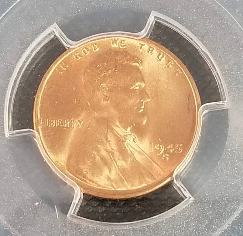 1945-S US WHEAT CENT MS65RD PCGS NICE RED COIN