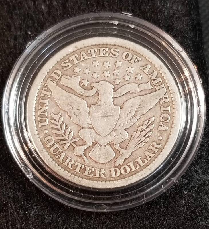 1898 BARBER SILVER QUARTER IN AIRTITE