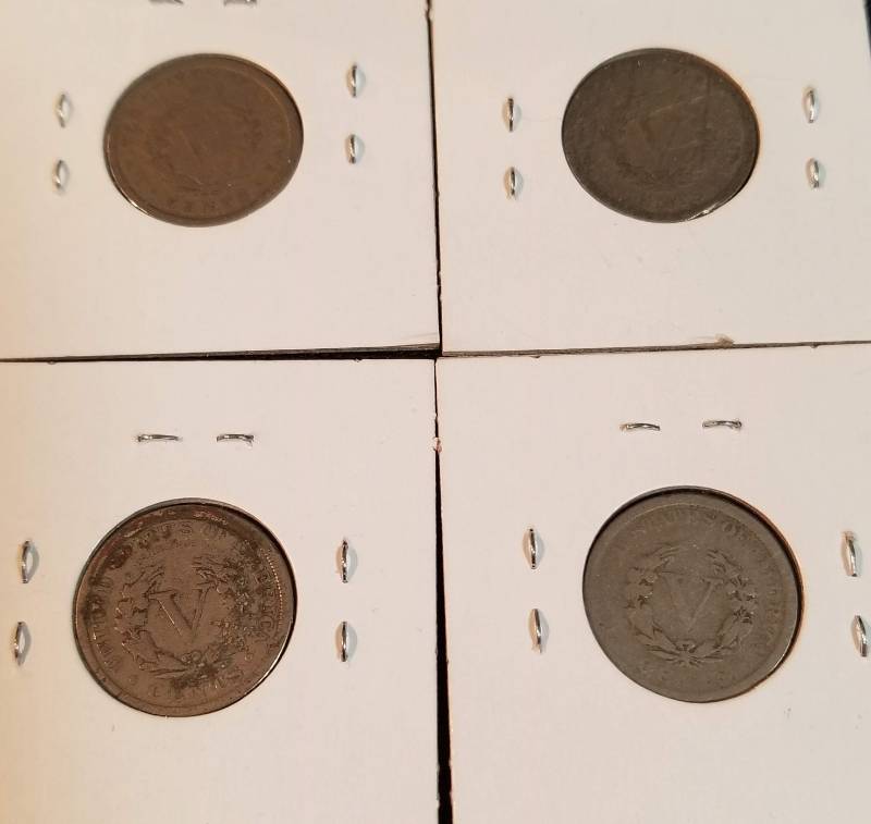 4 LIBERTY NICKELS 1901 1902 1904 1906