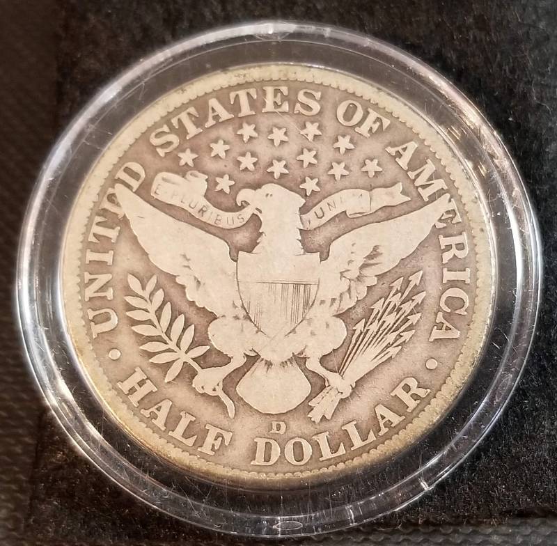 1915-D BARBER HALF DOLLAR IN AIRTITE