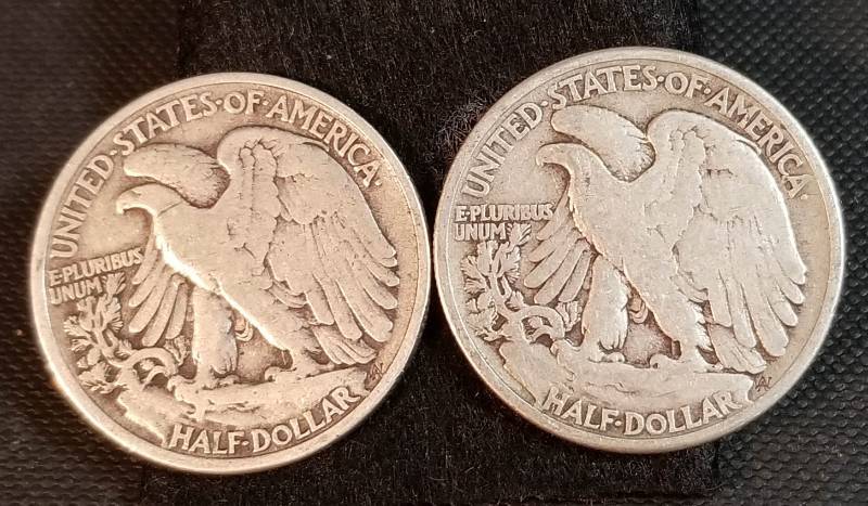 2 WALKING LIBERTY HALF DOLLARS 1941 1943