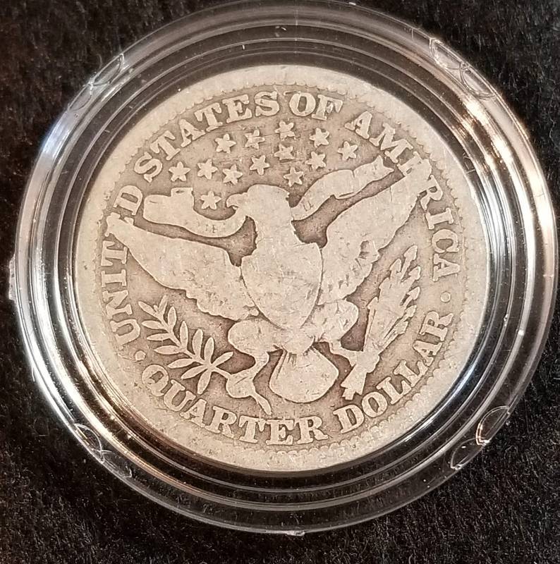 1909 BARBER SILVER QUARTER IN AIRTITE