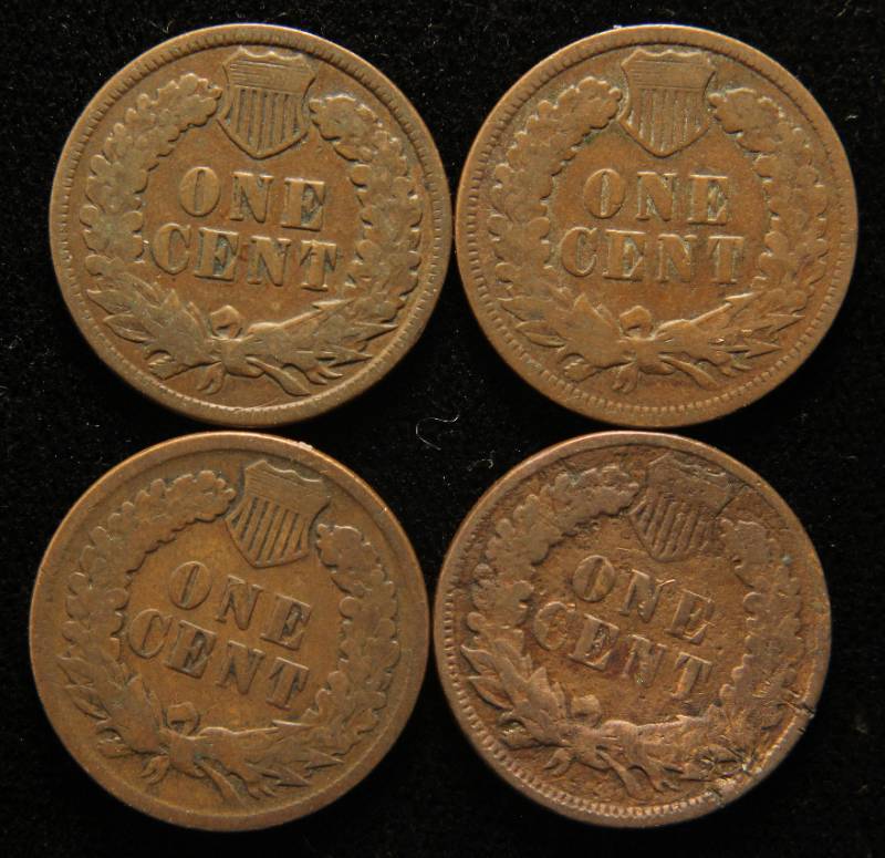 4 INDIAN HEAD CENTS 1887 1888 1889 1891