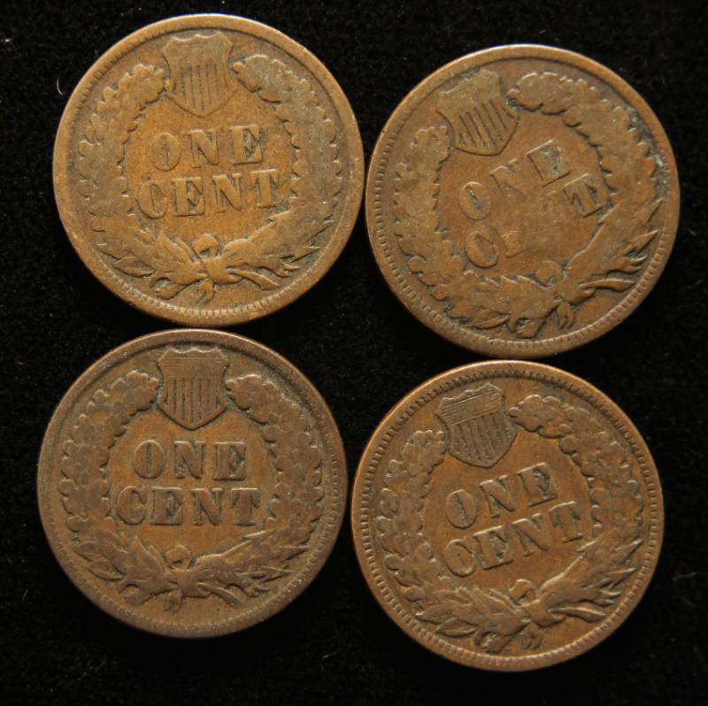 4 INDIAN HEAD CENTS 1890 1892 1896 1898
