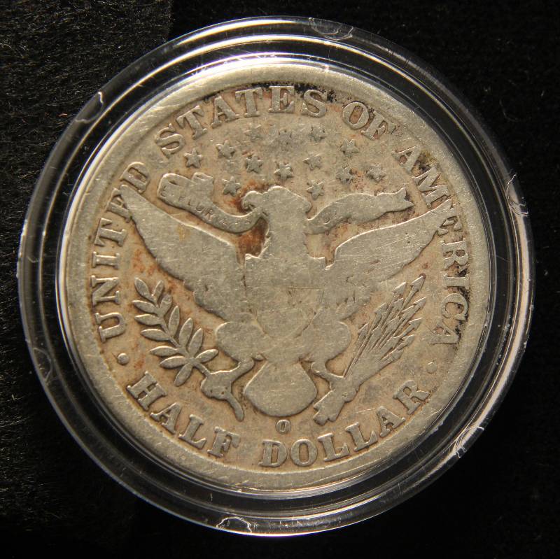 1907-O BARBER SILVER HALF DOLLAR IN AIRTITE