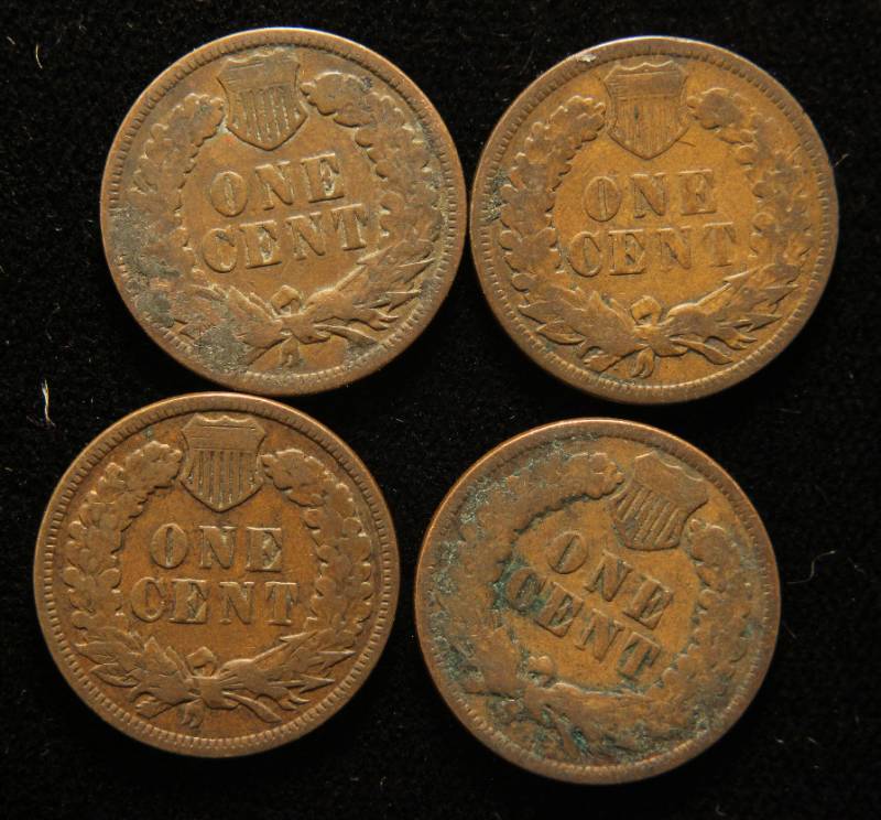 4 INDIAN HEAD CENTS 1891 1893 1894 1897