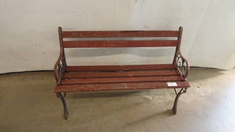 lot 10 image: Cast Iron & Wood Kids Bench