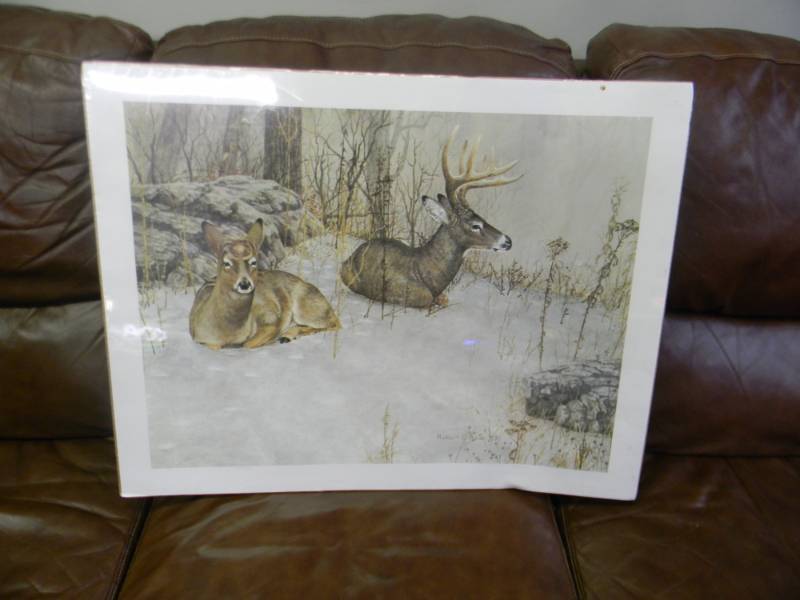 lot 12 image: Wildlife Art 1983 by Robert E. Bear (Not Framed) - SEE PICTURES