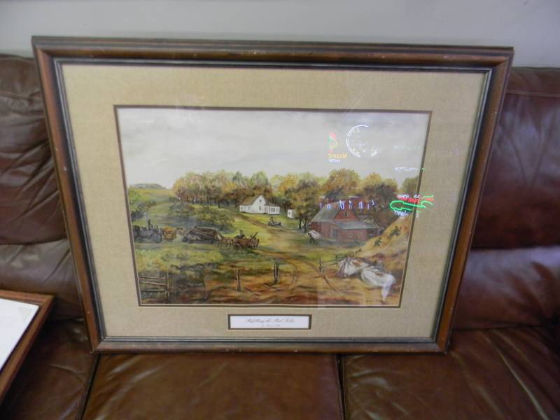 lot 20 image: VERY RARE  Refilling The Bed Ticks by Mamie Falk 1964 approx 33x27