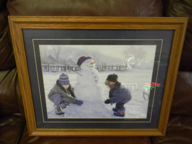 lot 28 image: Kids Building a Snowman approx 23x18 - SEE PICTURES