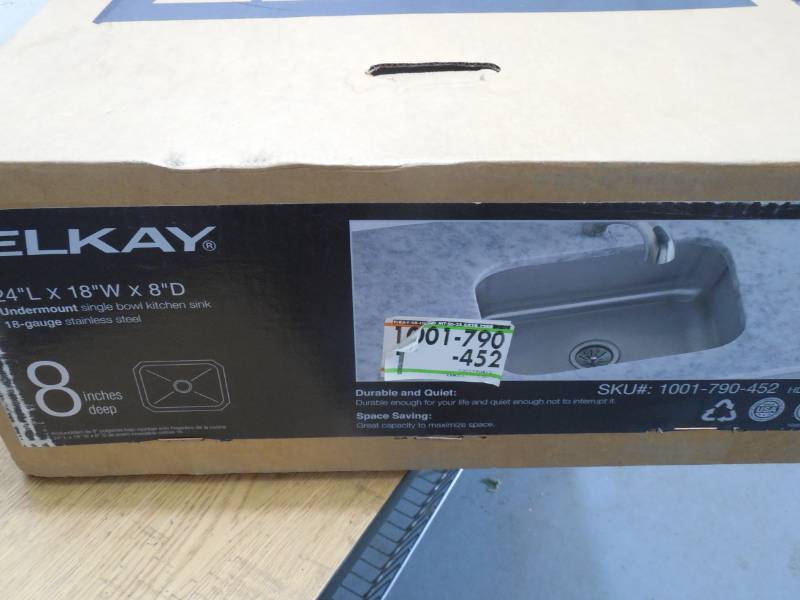 lot 75 image: Elkay Undermount Stainless Steel 24 in. Single Bowl Kitchen Sink