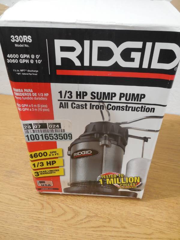 lot 40 image: RIDGID 13 HP Cast Iron Sump Pump
