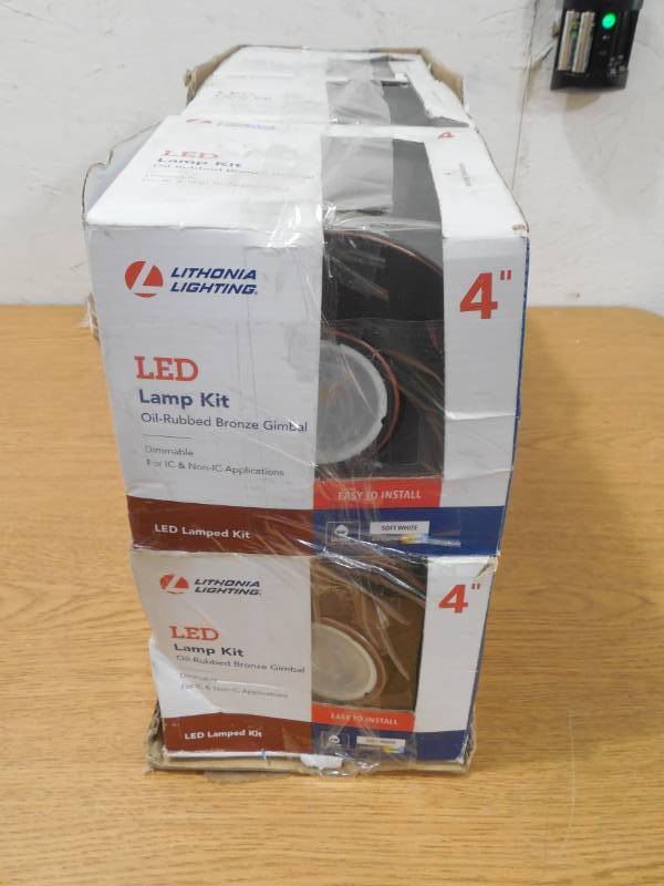 lot 92 image: (6) Lithonia Lighting Lithonia OneUp 4 in. Oil Rubbed Bronze Integrated LED Recessed Kit