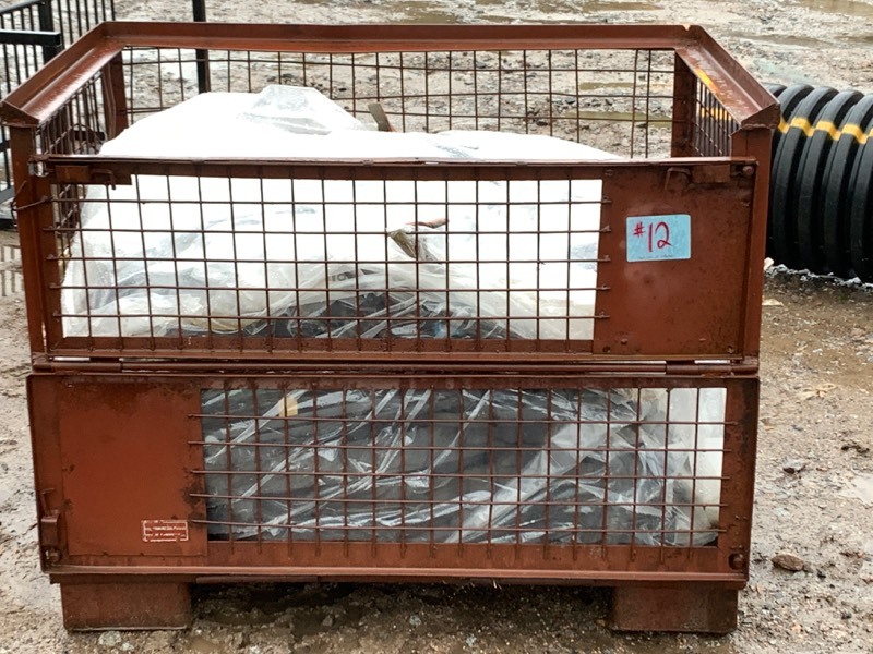 lot 12 image: 3x4 Steel Pallet Crate Full Of V-Belts