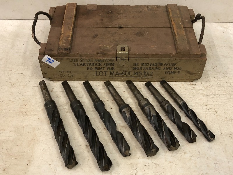 lot 72 image: Wooden Crate With (7) Milling Bits