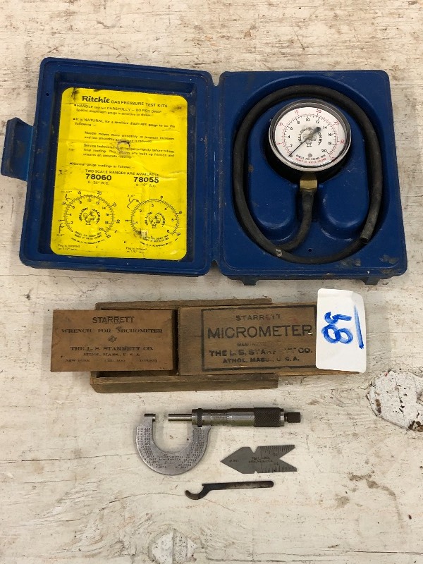 lot 89 image: Starrett Micrometer & YellowJacket Pressure Tester