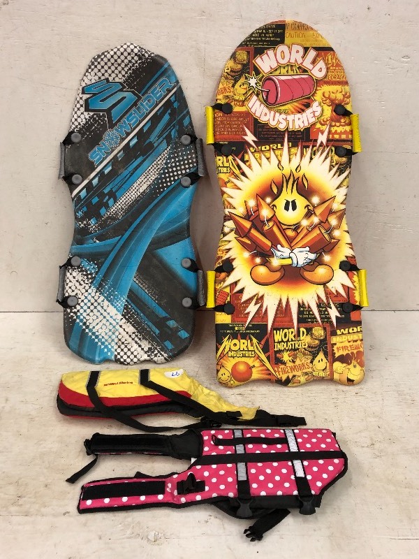 lot 97 image: Lot Of (2) Floaties & (1) Life Vests