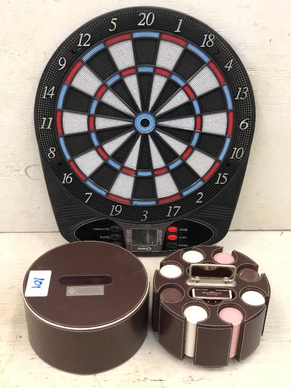 lot 101 image: Electric Dart Board & Poker Chip Set
