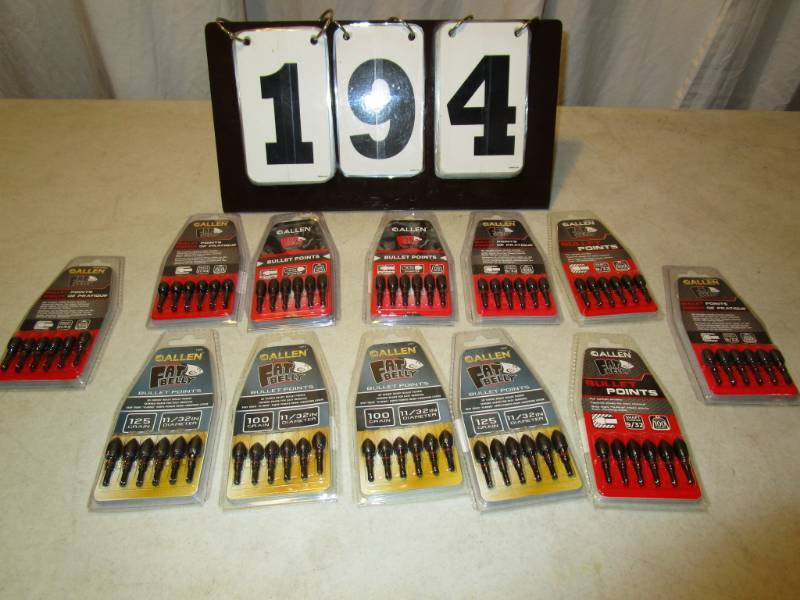 lot 194 image: Assortment Allen Fat Belly Bullet Arrow Points