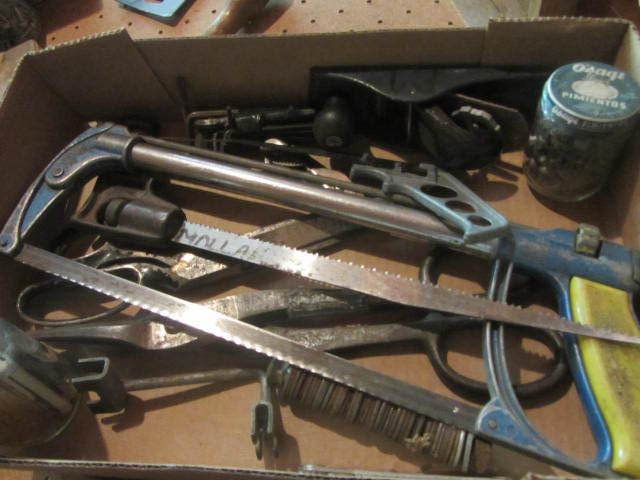 lot 116 image: Saws, Wood Plane, Snips