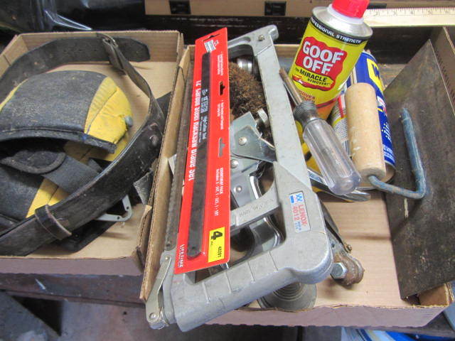 lot 177 image: Saws, WD40, Tire Balancer