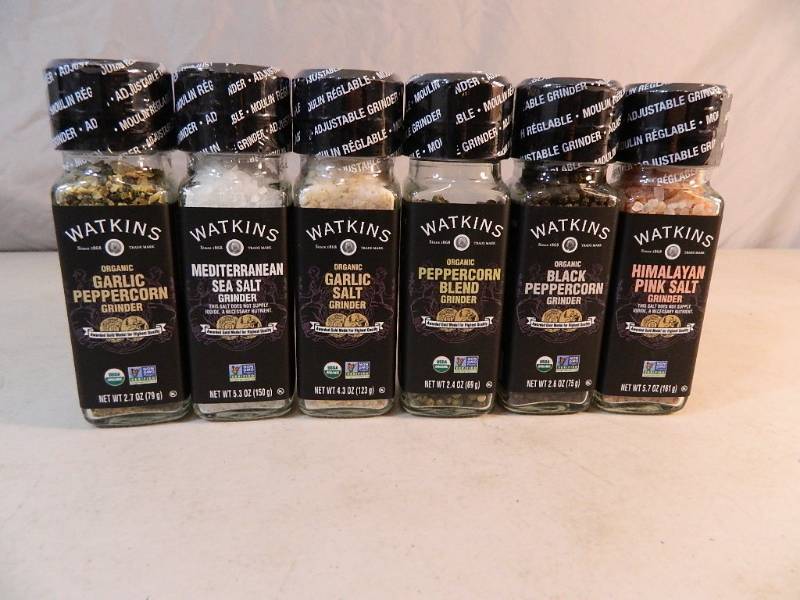lot 44 image: 6 New Watkins Spices in Grinder Bottles