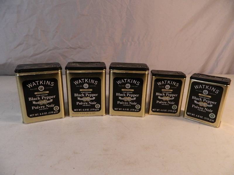 lot 47 image: 5 New Containers of Watkins Pure Ground Black Pepper