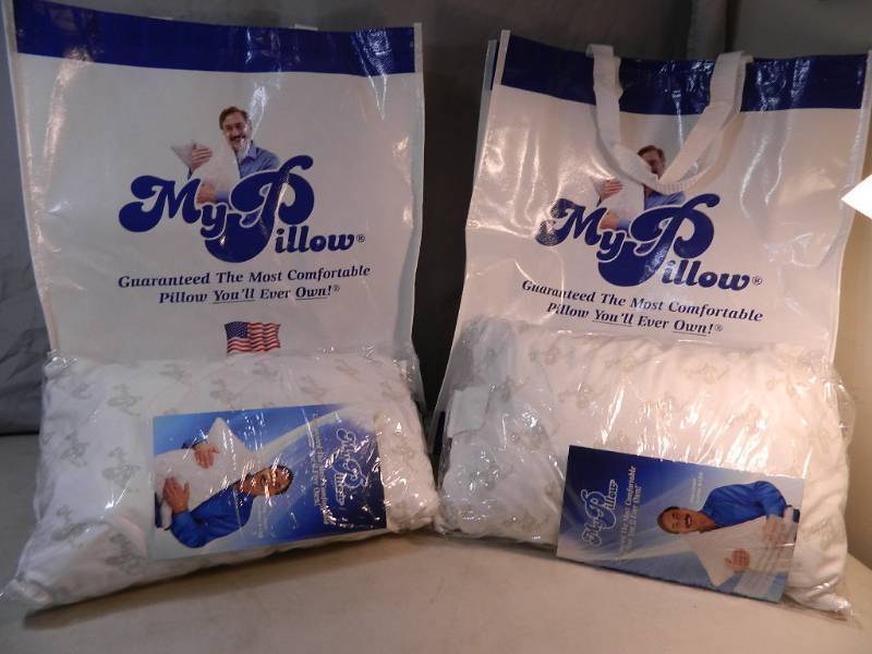 lot 66 image: 2 New Travel My Pillows with Reusable Bags