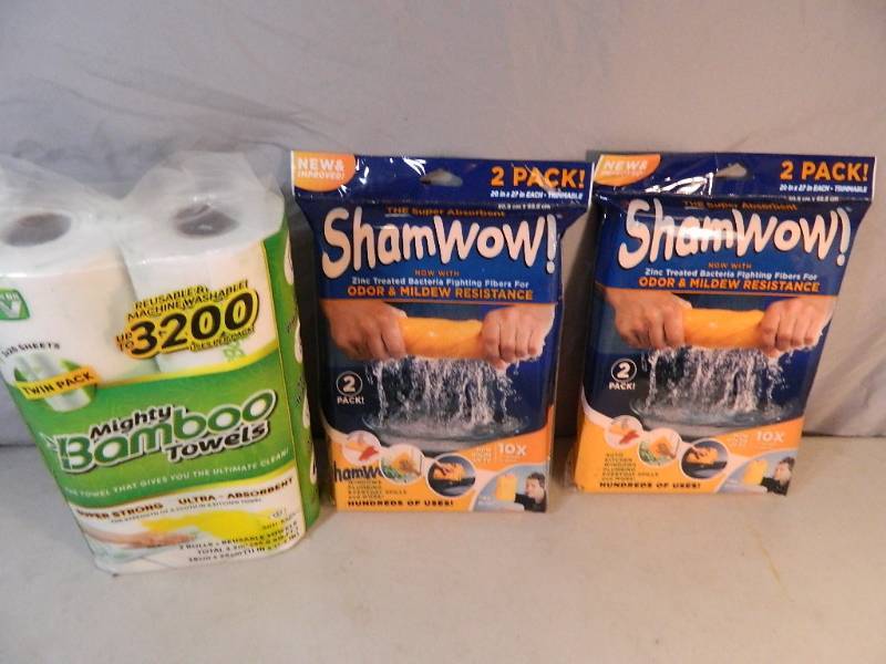 lot 69 image: New Shamwows and New Mighty Bamboo Towels