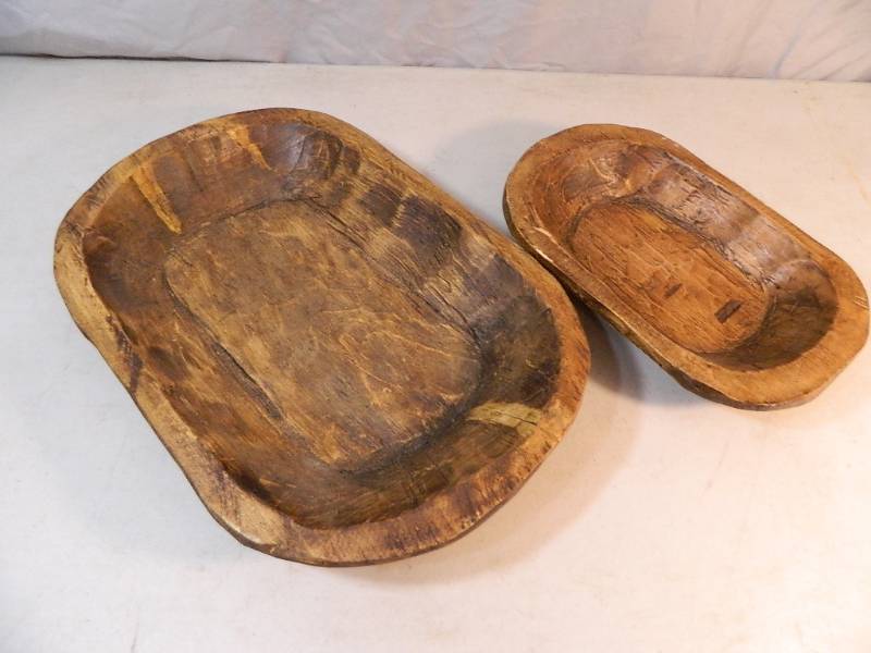 lot 79 image: 2 New Hand Carved Wood Bowls