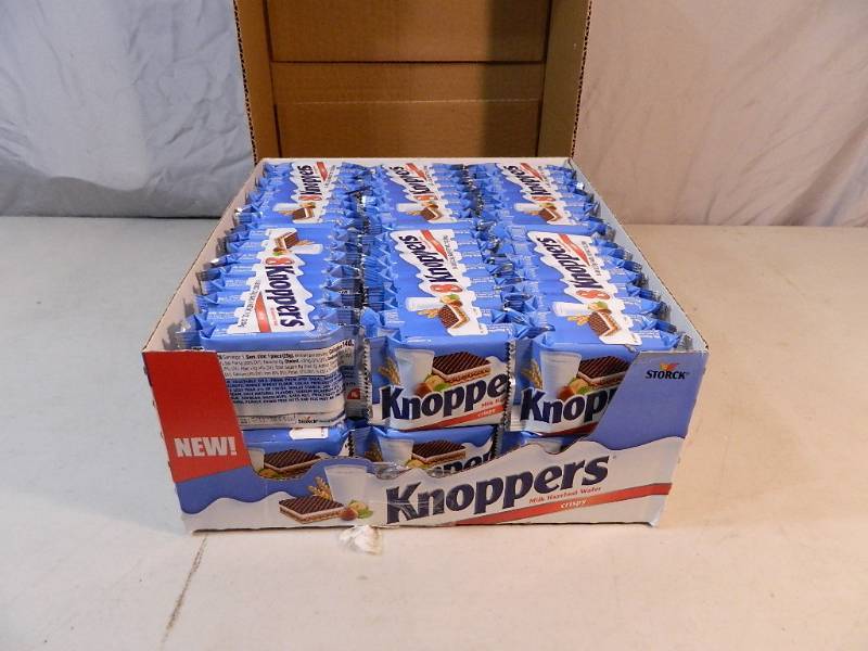 lot 94 image: Case of Knoppers Milk Hazelnut Wafers