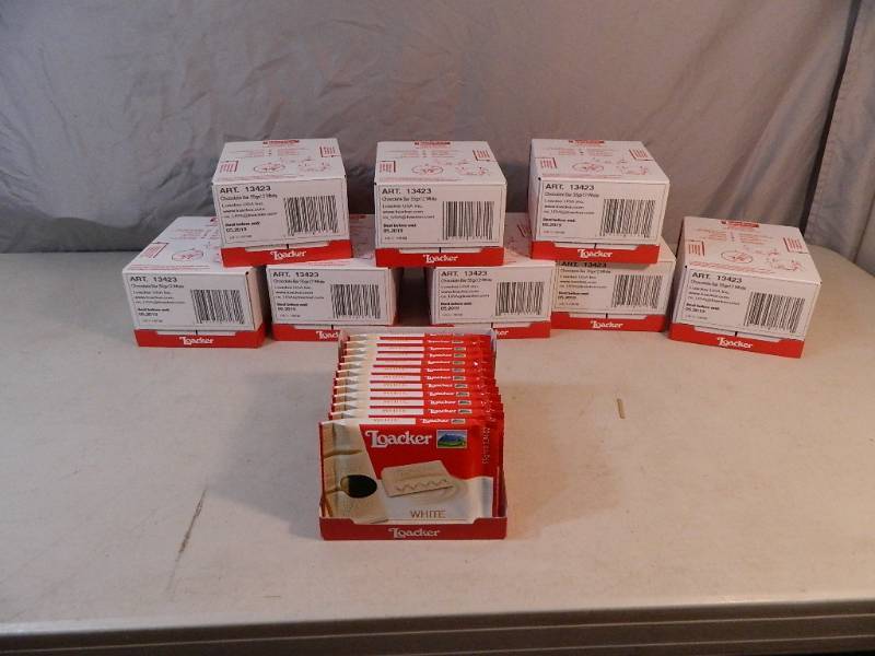 lot 119 image: Case of Loacker White Chocolate with Milk Cream Filling and Crispy Wafer