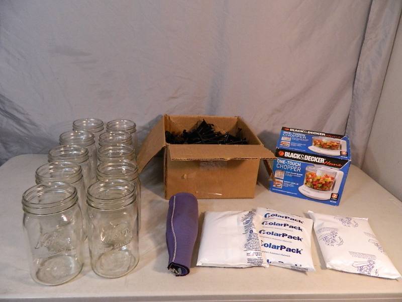 lot 177 image: Chopper, Canning Jars, Hooks, and More