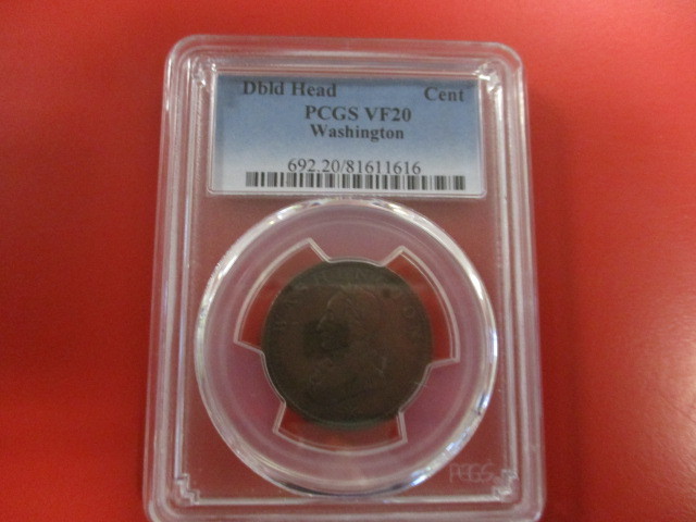 PCGS Certified VF20 1783 Double Headed Washington Large Cent.
