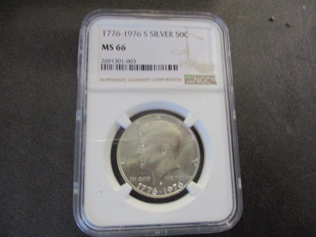 NGC Certified MS66 1776-1976 Bicentennial San Francisco Mint Silver Kennedy Half Dollar.