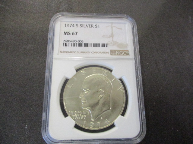 WOW NGC Certified 1974-S (San Francisco Mint) Eisenhower Silver Dollar in MS67 Condition