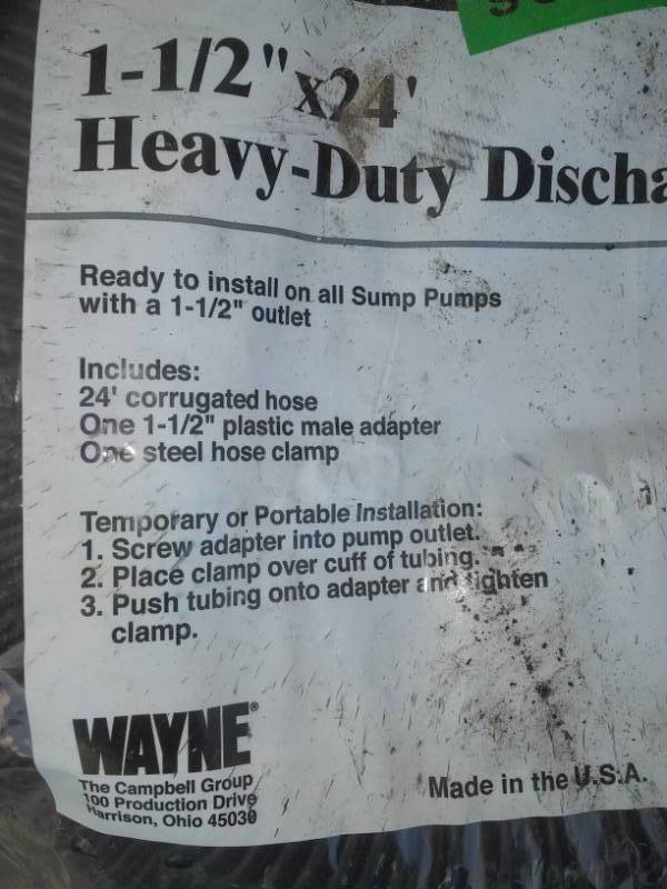 lot 220 image: Wayne 1.5 inch discharge hose over 50 feet.
