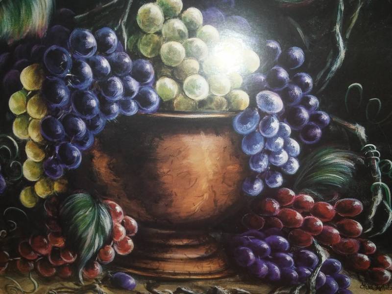 lot 84 image: Large oil print - fruit.