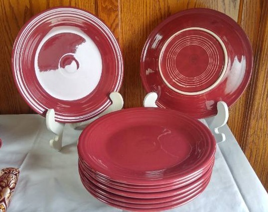 lot 384 image: Large Set Fiesta Ware  Burgundy.  See pics and description for full detail.