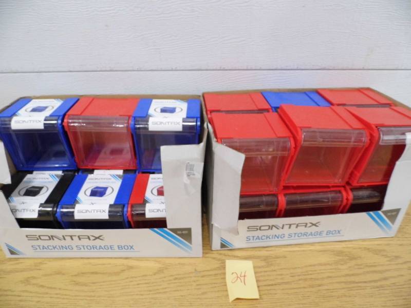 lot 24 image: Lot of 21 Stacking Storage Containers