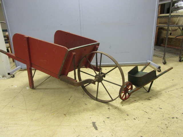 lot 207 image: TWO ANTIQUE WHEELBARROWS
