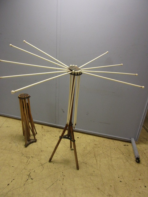lot 211 image: TWO ANTIQUE UMBRELLA BRAND CLOTHES DRYING RACK