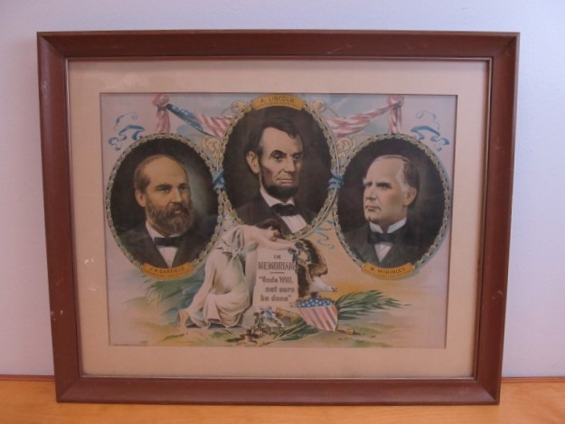 lot 19 image: Antique 1901 Presidential In Memoriam Framed Lithograph
