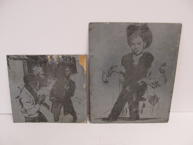 lot 45 image: Pair of Vintage Etched Steel Heavy Print Plates