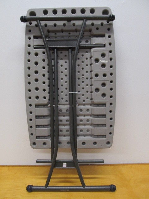 lot 180 image: 30 in. Gray Adjustable Height Folding Utility Table