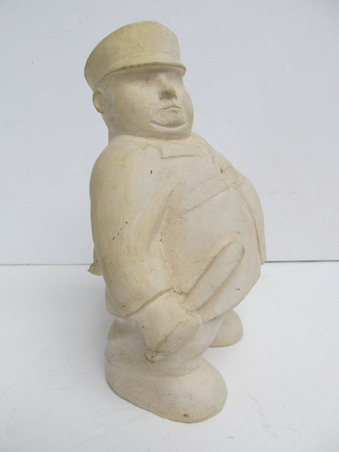 lot 191 image: Vintage Plump Police Officer Hand Made Clay Sculpture