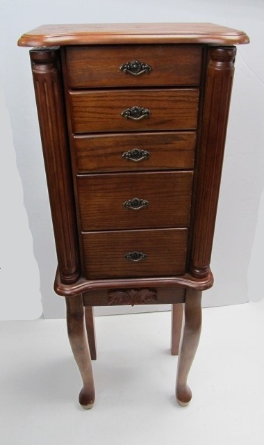 lot 197 image: Floor Standing Wood Jewelry Cabinet