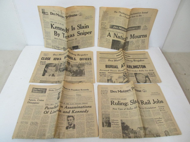 lot 75 image: Group of Consecutive Complete Newspapers From JFK Assassination
