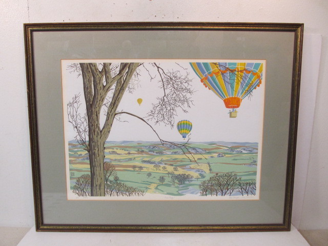 lot 81 image: Vintage Signed Numbered Ottinger & Zamboni Hot Air Balloon Artwork - Over Easy