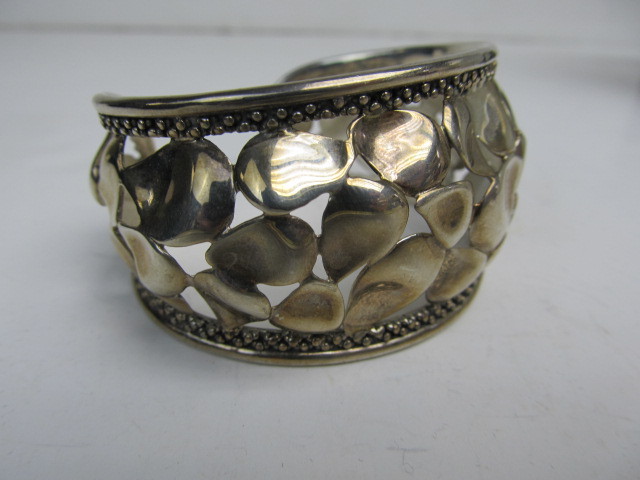lot 114 image: Large Signed Sterling Silver Cuff Bracelet